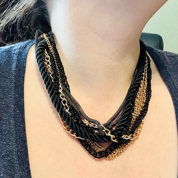NEW! MIKA Signed Black & Gold Multi Strand Rope & Chain Necklace - Picture 6 of 17